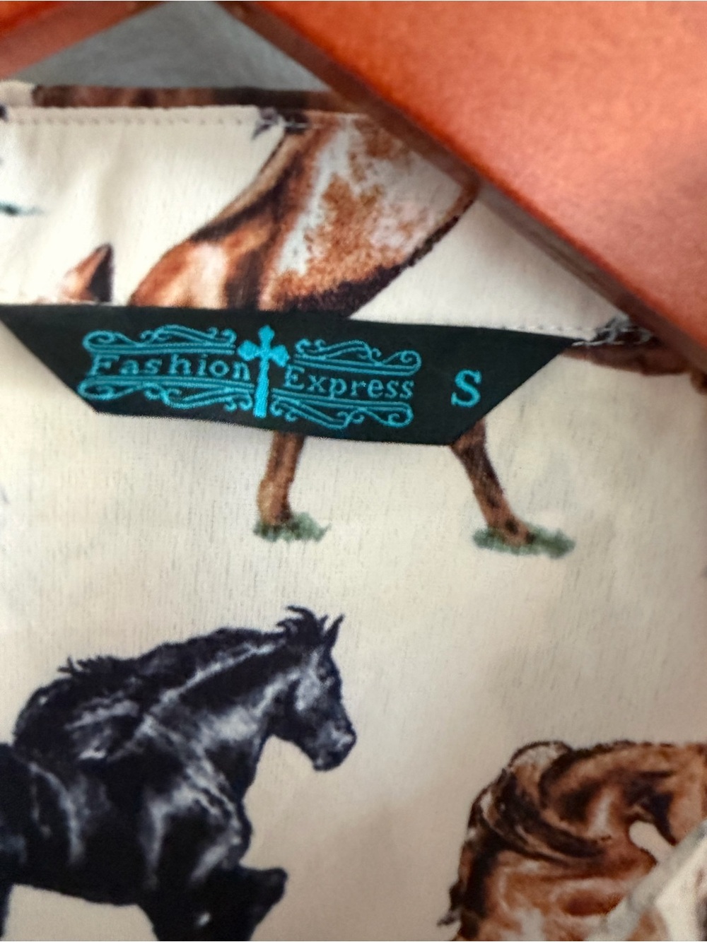 Novelty Horse-Print Button-Down Shirt for Women S - Picture 4 of 8